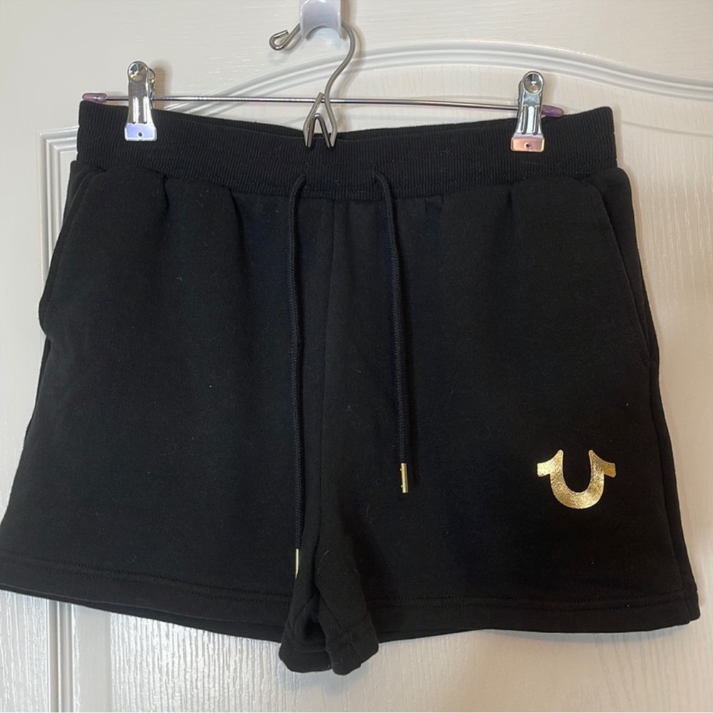 True Religion High Rise Sweat Shorts Black Medium - Picture 3 of 16